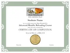 A certificate of completion for an advanced metallic refinishing course.