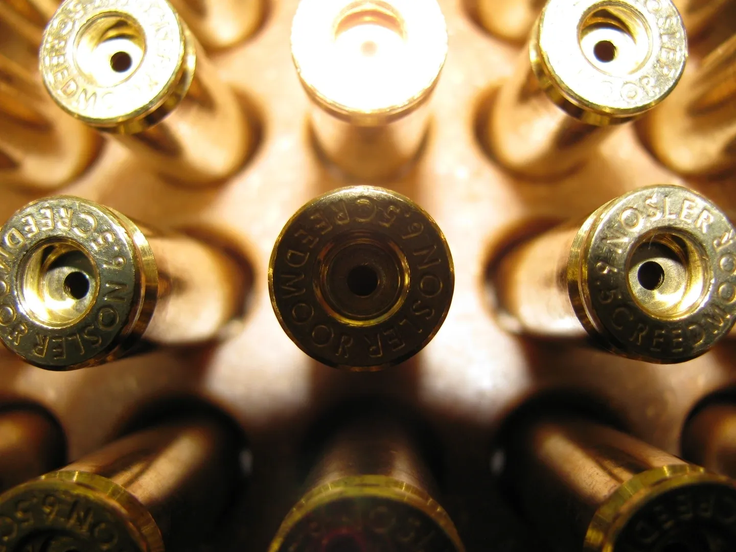 A close up of many bullet casings